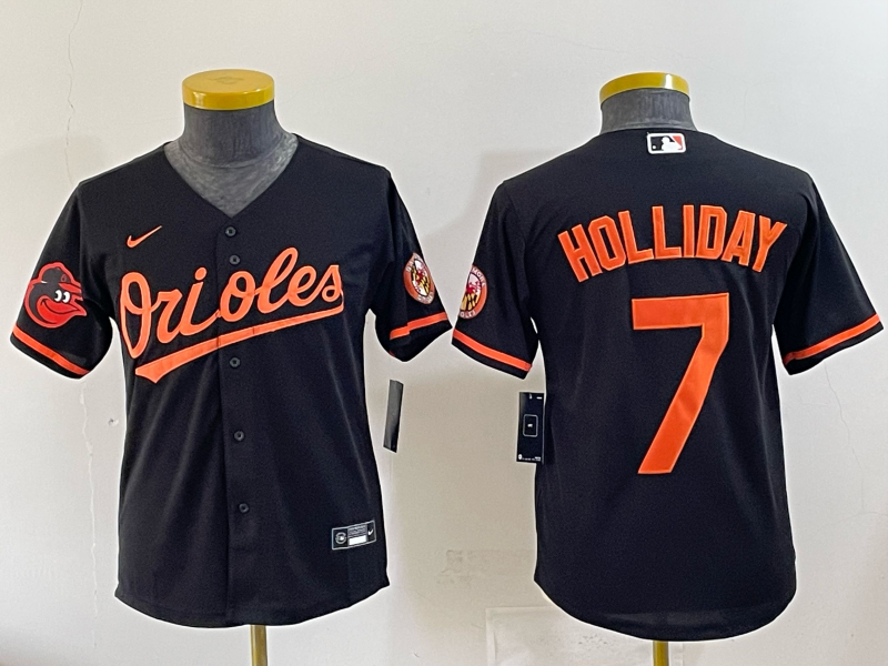 Youth 2025 Baltimore Orioles #7 Holliday black Nike MLB Jersey 006->youth mlb jersey->Youth Jersey